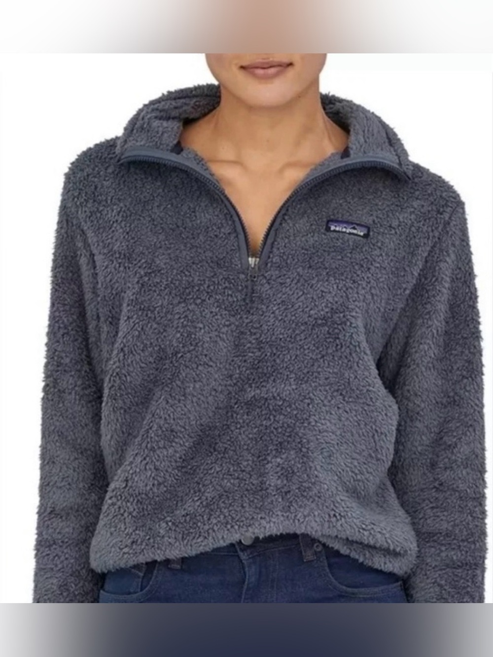 Patagonia Los Gatos Womens Sherpa Deep Pile 1/4 Zip Grey Fleece Jacket
